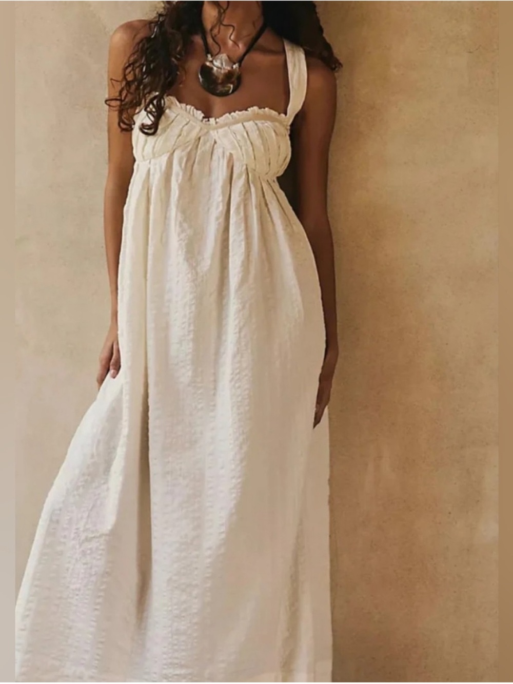 White free people maxi dress tie back